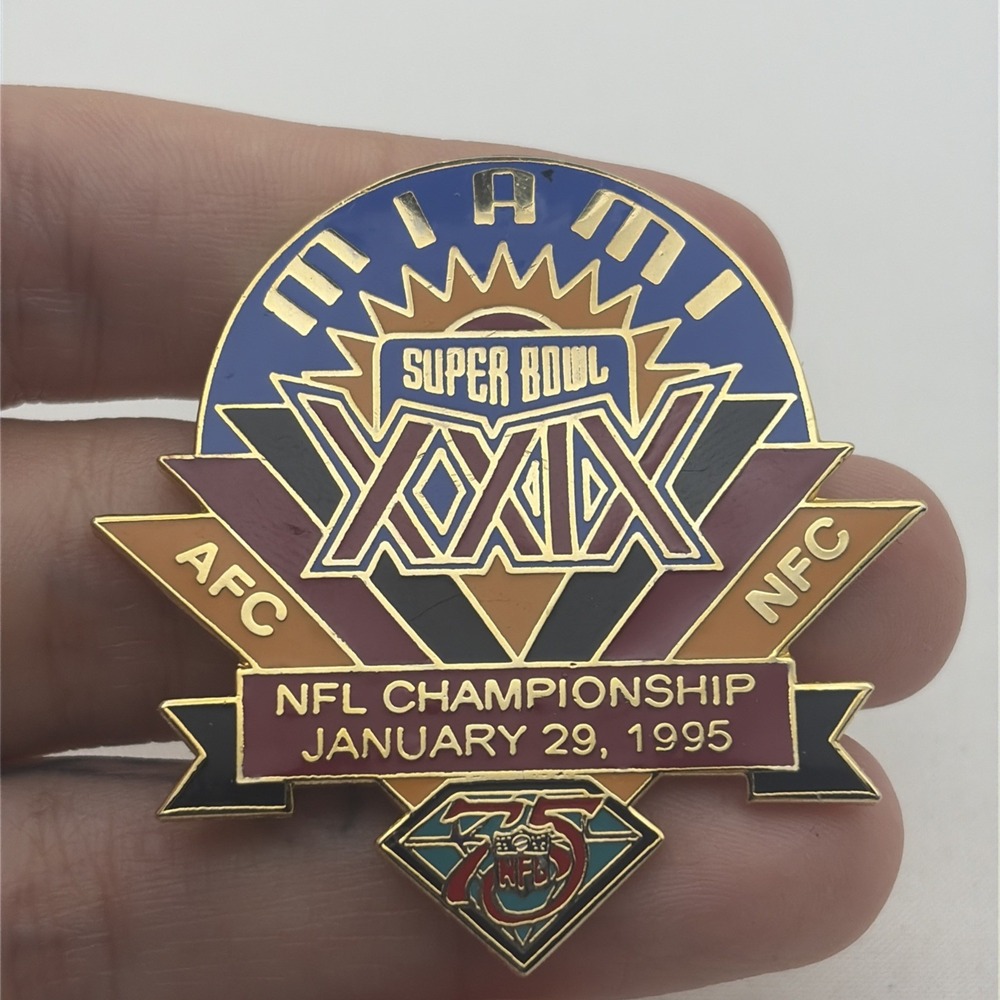 1995 Super Bowl XXIX Chargers 49ers Joe Robbie Stadium Florida Lapel Hat Pin